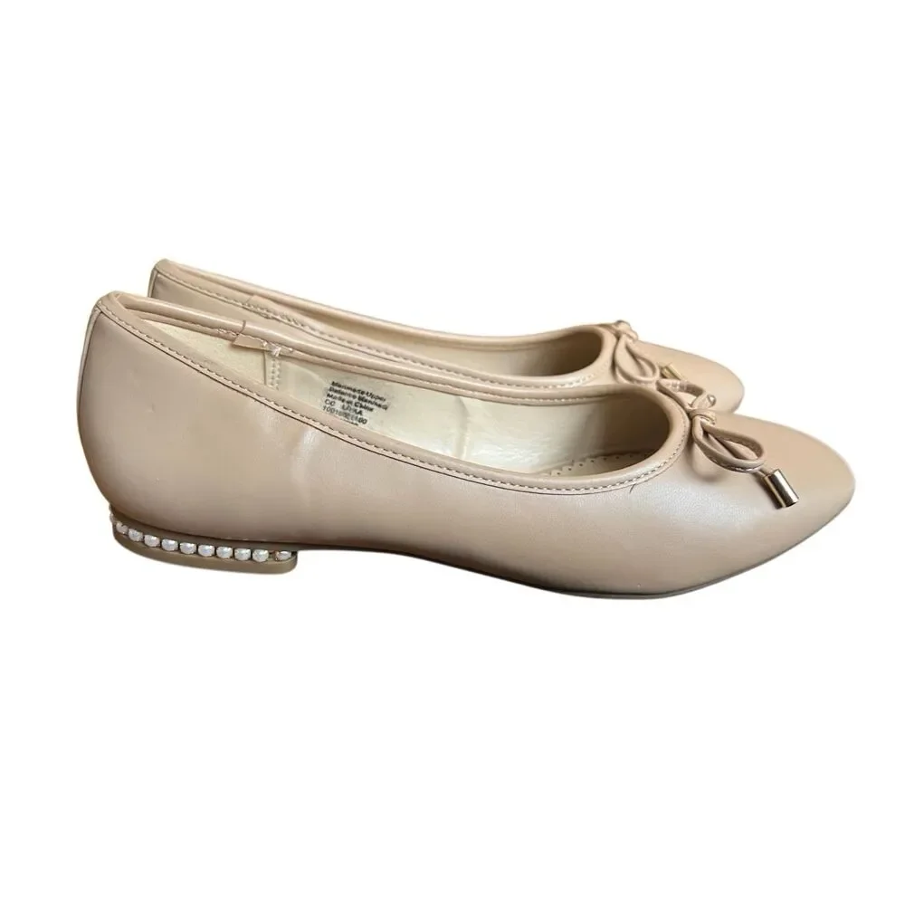 Charter Club nude ballet flats with pearl details sz 9